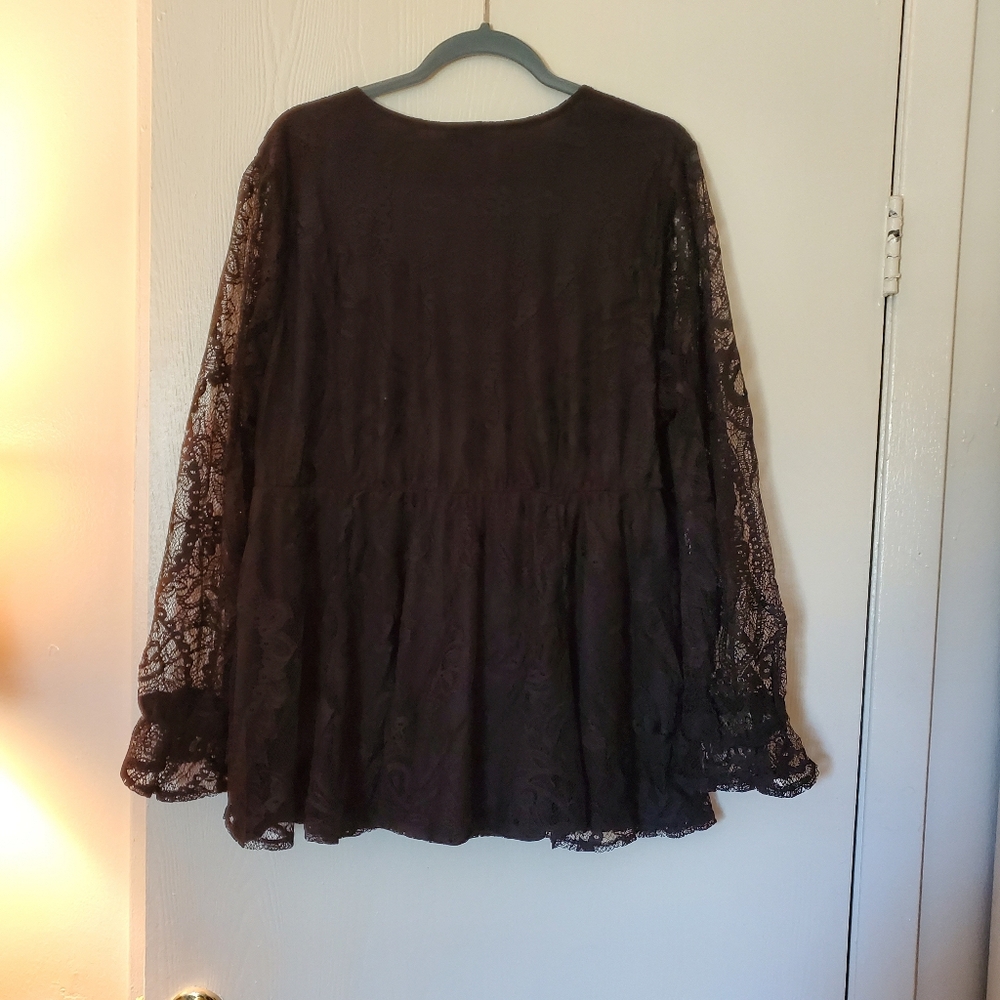 Torrid Super Sexy Lace Up Black Lace Blouse
